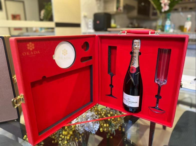 Velvet-lined luxury gift hamper produced for a premium spirits client