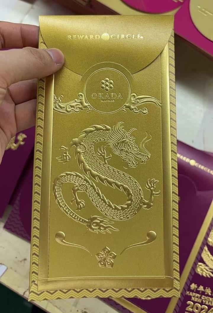 Gold foil-embossed dragon hongbao envelope