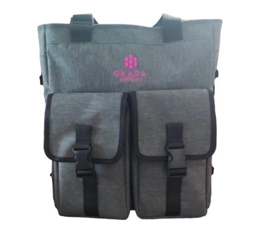 Pair of grey twin-pocket messenger bags